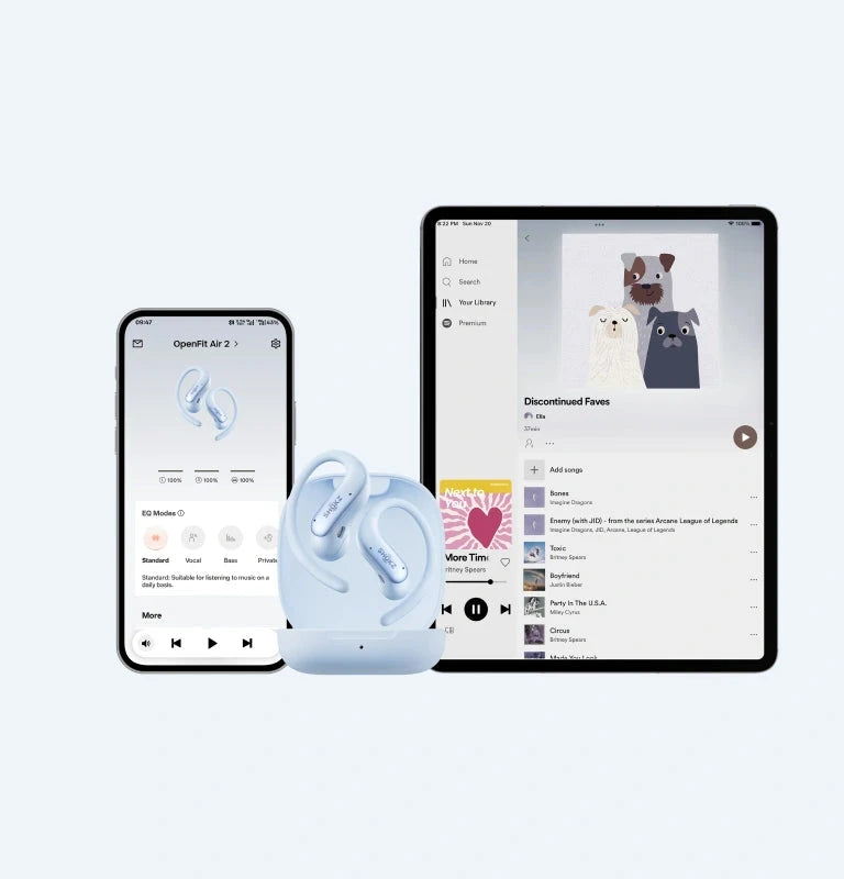 Shokz OpenFit Air 2 MultiPoint-Verbindung mit Smartphone und Tablet