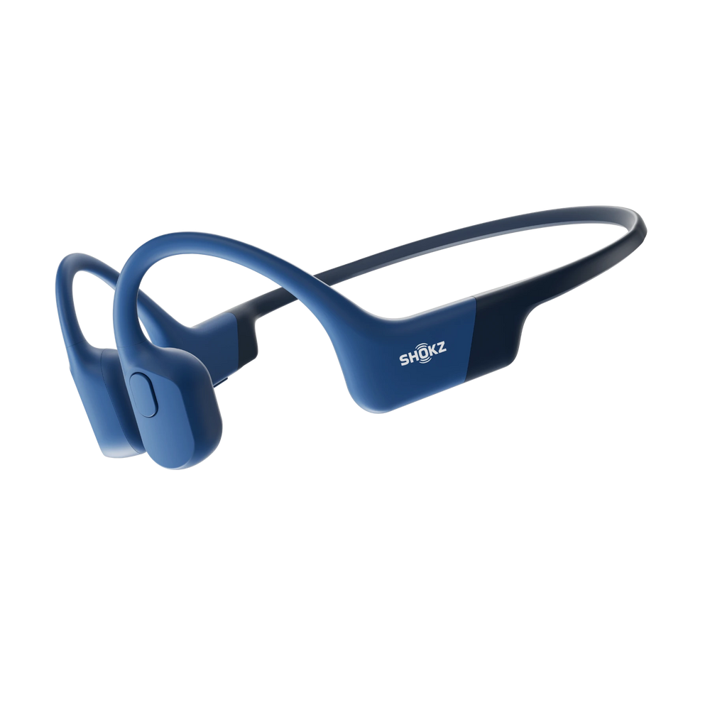 Shokz OpenRun Blau - Knochenschall Kopfhoerer, Open-Ear Bone Conduction Wireless Headphones